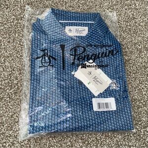 NWT Original Penguin Black Iris Penguin Print Polo